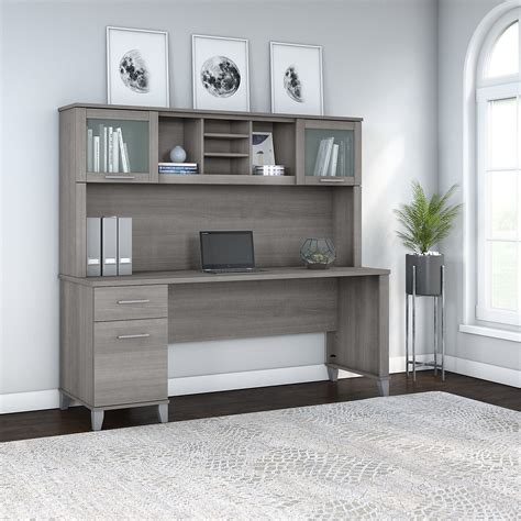 Found in tsr category 'miscellaneous'. 72W Office Desk with Drawers and Hutch in Platinum Gray