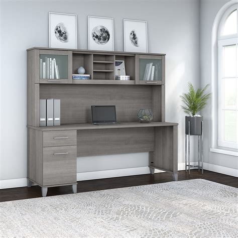 Desk with drawers desk best desk work office decor willa arlo interiors office decor decor floating desk interior. 72W Office Desk with Drawers and Hutch in Platinum Gray