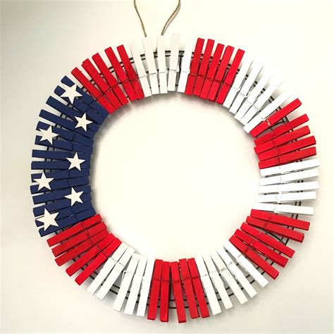 Diy Clothespin Patriotic Wreath Craft