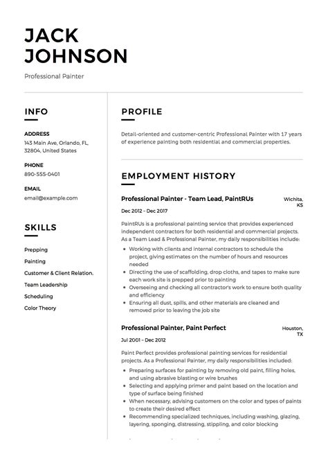Guide Commercial Painter Resume Examples 12 Samples Pdf 2019