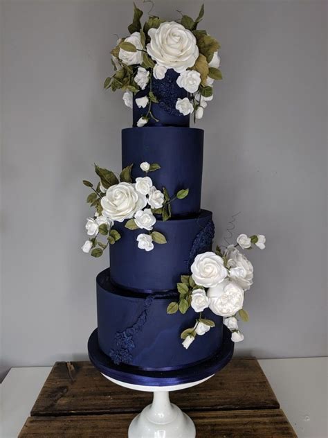 Wedding Cake Wedding Cake Navy Chocolate Wedding Cake Floral