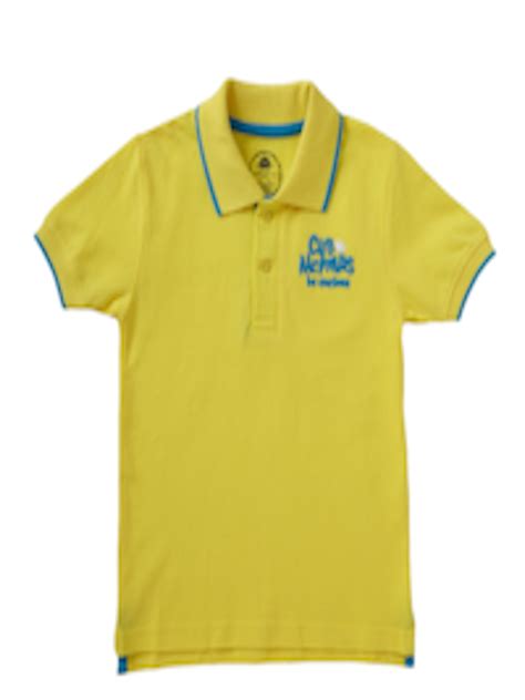 Buy Cub Mcpaws Boys Yellow Solid Polo Collar Pure Cotton T Shirt