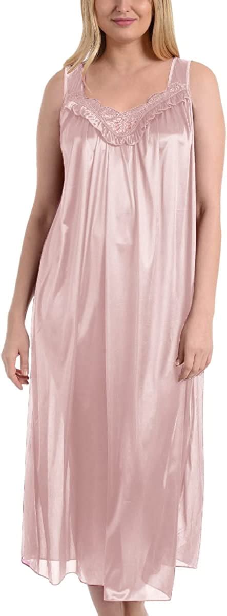 Ezi Womens Satin Silk Sleeveless Lingerie Long Nightgowns