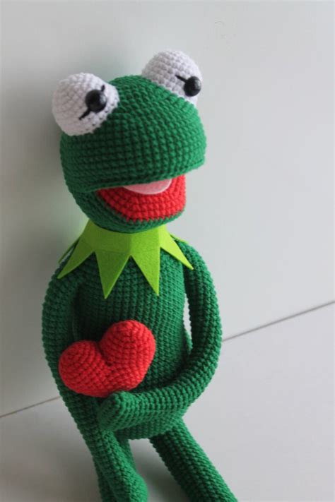 Kermit Crochet The Frog Green Cotton Knit Toy Etsy