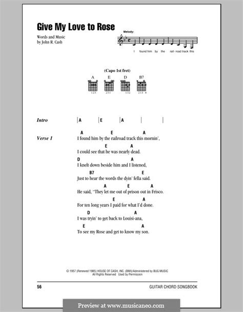 F# b til this moment here. Give My Love to Rose by J. Cash - sheet music on MusicaNeo