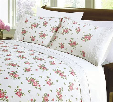 Embroidered Soft Touch Easy Care Vintage Floral Rose Lace Duvet Bedding