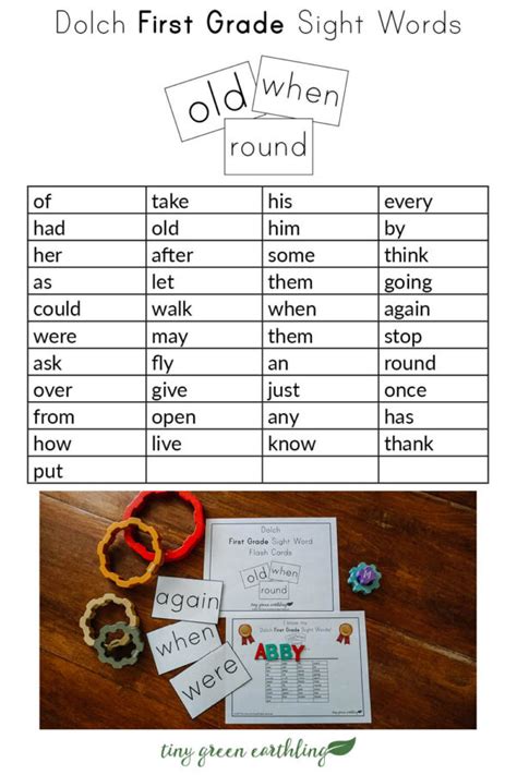 Dolch Sight Words Flash Cards Printables Available Now Tiny Green