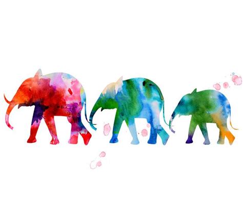 Elephant Watercolor Art Animal Watercolor Painting Print Elephant