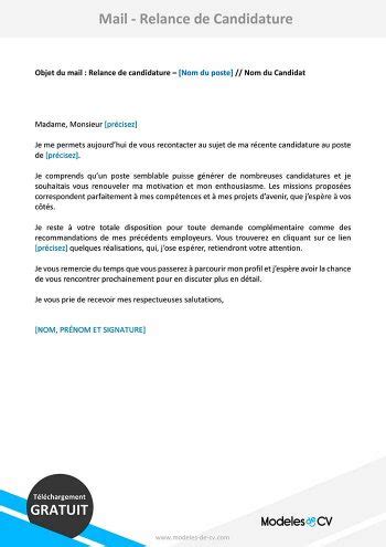 Exemple Mail De Relance De Candidature Apr S Entretien