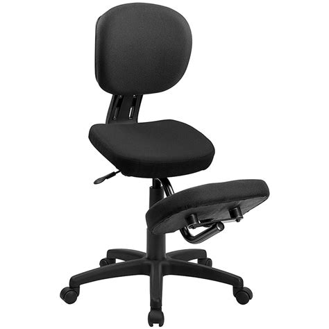 Black Ergonomic Mobile Kneeling Office Chair With Nylon Frame Swivel