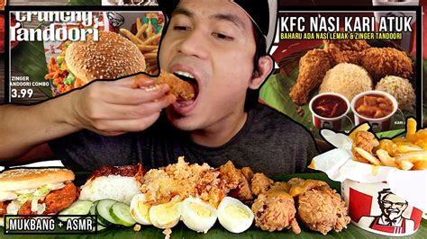 new kfc nasi lemak kari atuk and zinger tandoori mukbang malaysia kuah kari padu boh youtube
