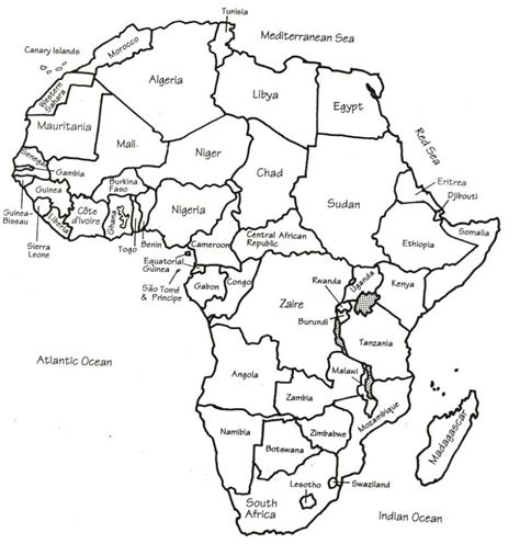 Map Of Africa Printable Black And White Printable Maps