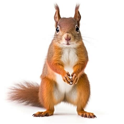 Premium Ai Image A Red Squirrel Stands On Its Hind Legs And Looks At
