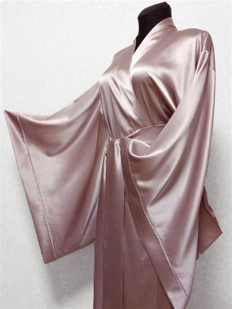 Mulberry Silk Kimono Robe Pink Silk Robe Long Satin Robe Etsy Silk
