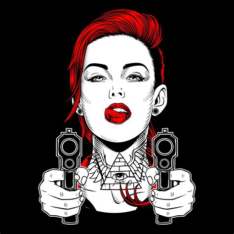 Download beautiful woman holding a gun vector hand drawing - Download Free Vectors, Clipart Graphics ...