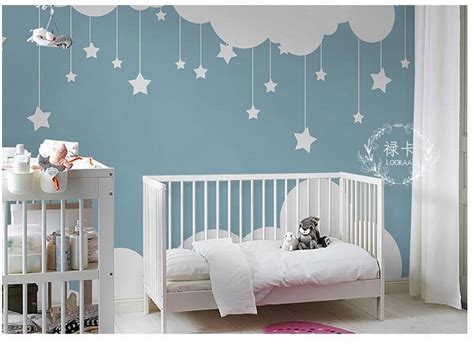 Cool kids wallpaper with a nordic influence. Lovely Simple Kids Nursery Clouds Wallpaper Wall Mural Two ...