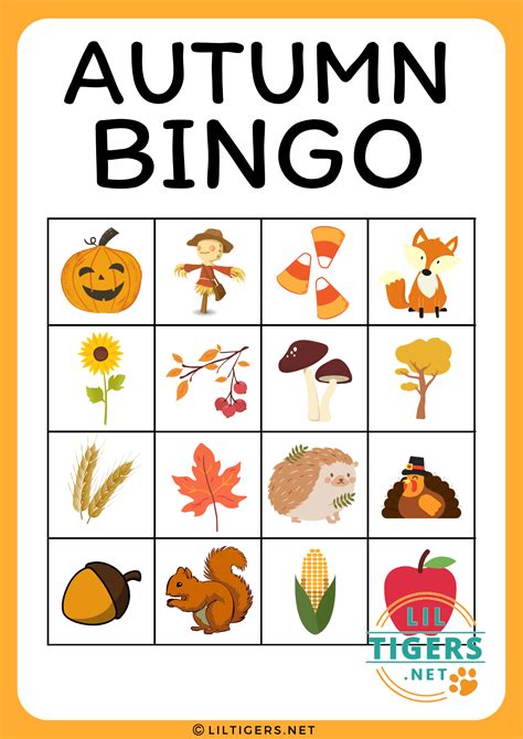 Printable Fall Bingo Cards For Kids With Answer Sheet Free Printable