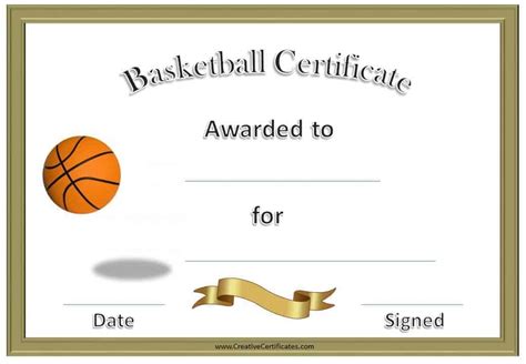 Printable Free Customizable Basketball Certificates