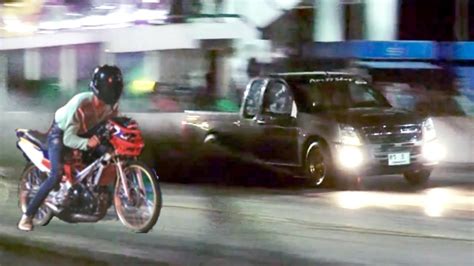 Moped Vs Pickup Truck Drag Racing Isuzu Dmax Versus 2