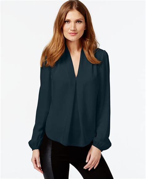 Michael Michael Kors Long Sleeve Pleated Blouse And Reviews Tops