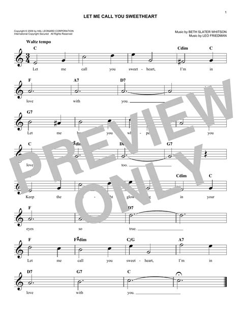 Let Me Call You Sweetheart Chords Sheet And Chords Collection