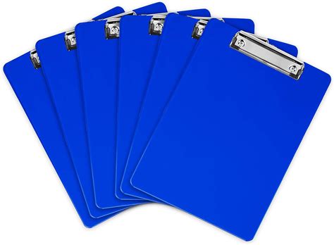 Blue Plastic Clipboard With Low Profile Clip Pack Of 6
