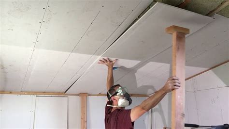 How To Sheetrock A Ceiling By Yourself Youtube