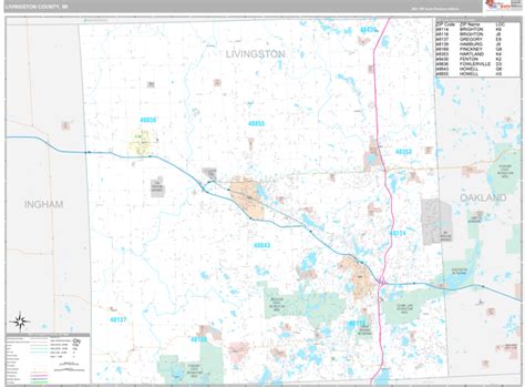 Livingston County Mi Wall Map Premium Style By Marketmaps