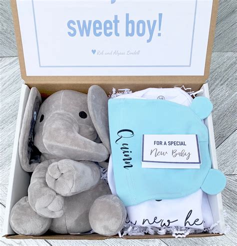Newborn Baby T Box Personalized Elephant Body Suit And Beanie