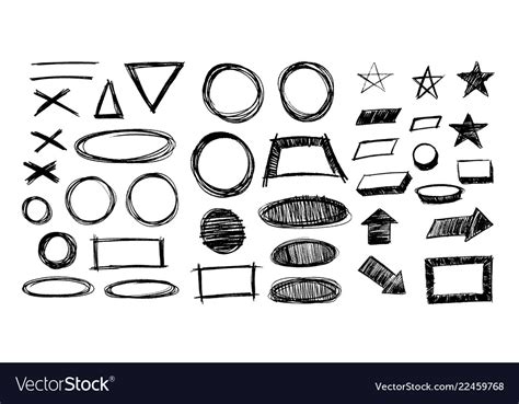 Hand Drawn Scribble Circle Shapes Rectangle Shape Vector Image