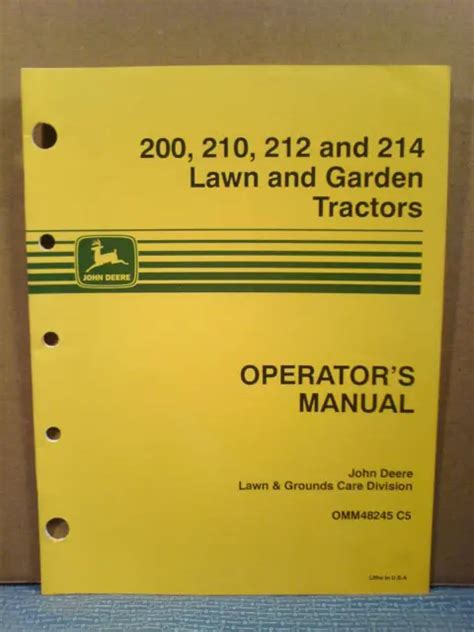 John Deere 200 210 212 214 Tractor Operators Manual Om M48245
