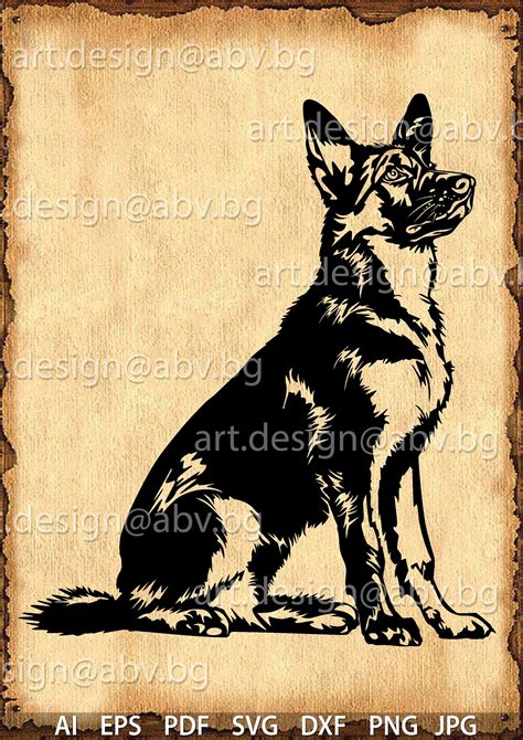 Vector Dog German Shepherd Ai Png Pdf Eps Svg Dxf  Etsy German