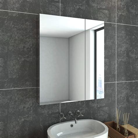 720x600mm Bathroom Mirror Cabinet Wall Hung Shaving Storage Cupboard