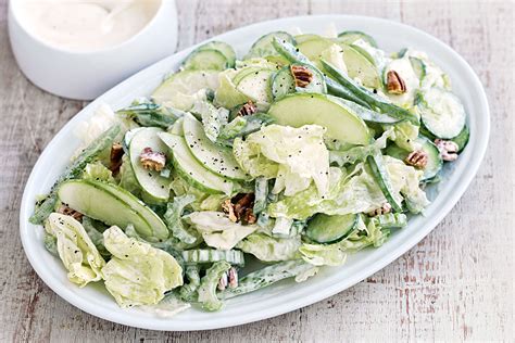 Crunchy Green Salad With Creamy Lemon Dressing