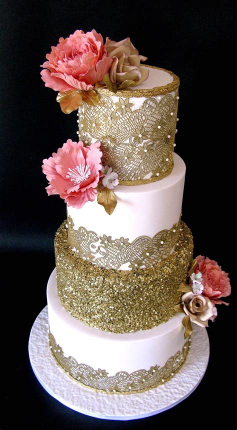 Wedding cake png images for free download Gold Lace Wedding Cake - CakeCentral.com