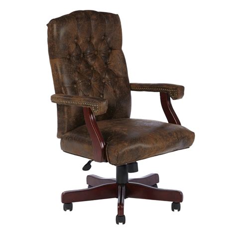 Another classic choice for an office chair is this brown leather office chair. Flash Furniture High-Back Classic Executive Chair with ...