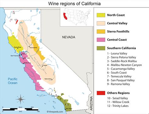 United States Map Of Vineyards Wine Regions