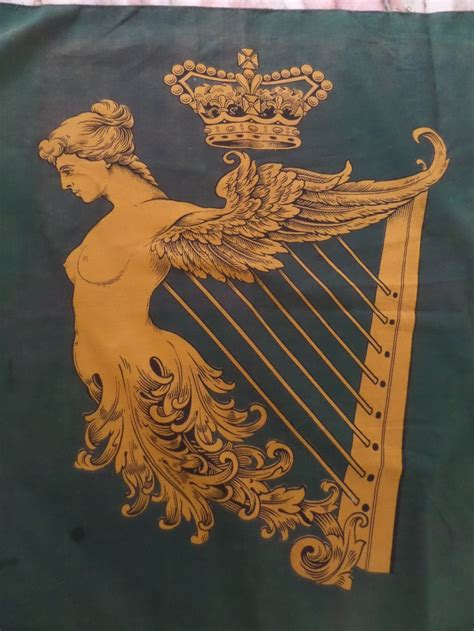 Rare Green 19th Century Irish Mermaid /harp Crown Flag Ensign