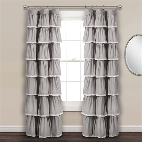 52x84 Ruffle Window Curtain Panel Gray Lush Décor Ruffle Curtains