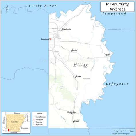 Map Of Miller County Arkansas Where Is Located Cities Population