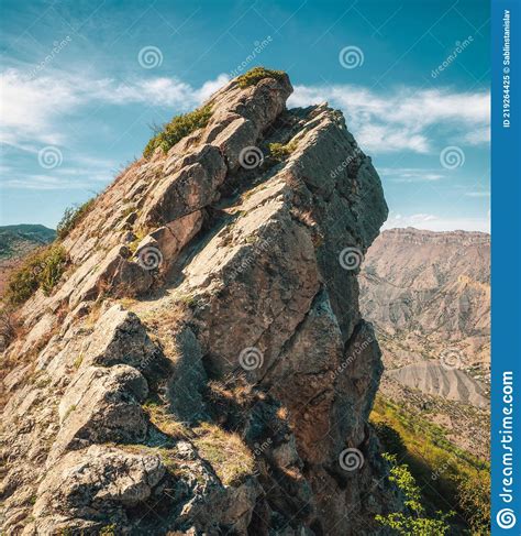 Rocky Sharp Mountain Ridge With A Chasm Stock Image Image Of High