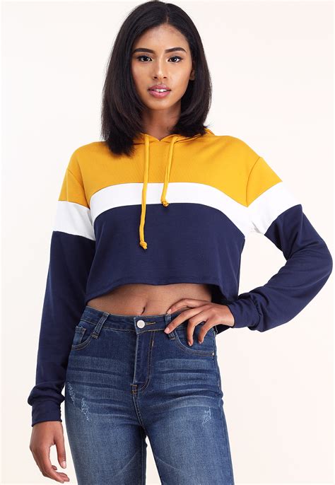 Stripe Cropped Hoodie Shop New Arrivals At Papaya Clothing