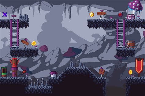 It contains more than 100 game assets, from platformer & top down tileset, side scrolling & top down character sprite sheets, game gui packs, space shooter assets, game backgrounds, and many more. Pixel Art Platformer Cave Tileset by Free Game Assets (GUI ...