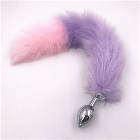 Size Anal Plug Cute Fox Tail Butt Plug Purple And Pink Tail Anal