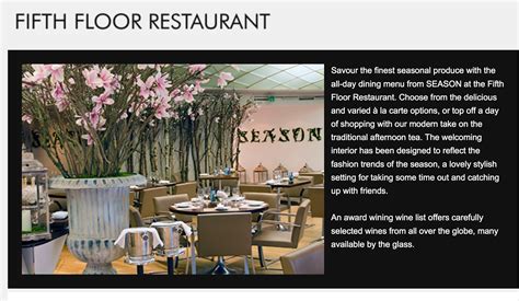 The Seasons Restaurant On The 5th Floor Of Harvey Nichols