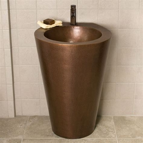 Modern Hammered Copper Pedestal Sink Pedestal Sink Modern Bathroom