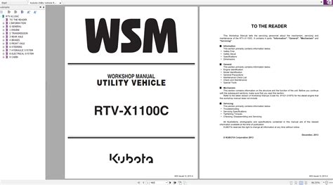 Kubota Rtv X1100c Utility Vehicle Workshop Manual En