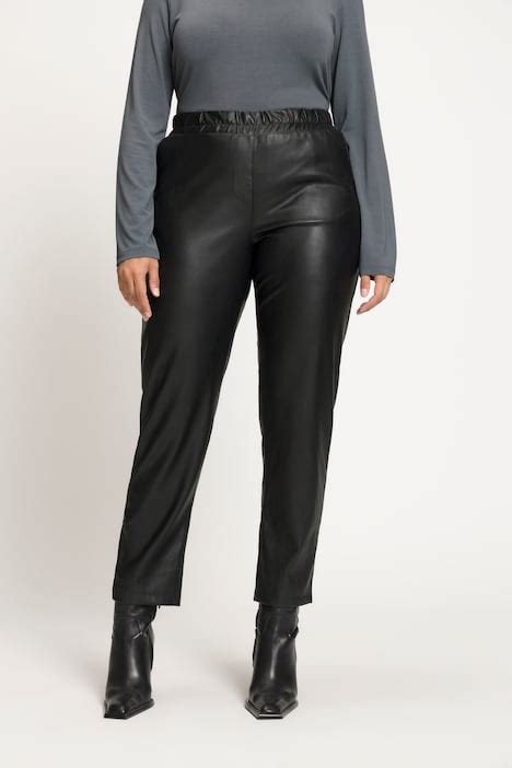Leather Look Elastic Waist Pants Comfort Pants Pants