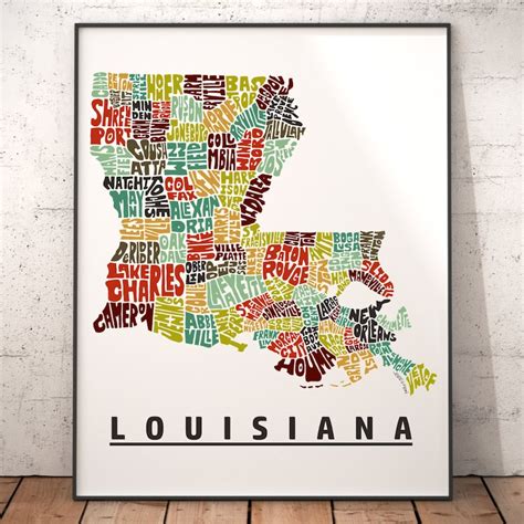 Louisiana Map Art Louisiana Art Print Signed Print Of My Etsy