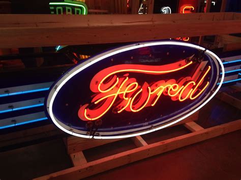 Ford mustang gt neon sign coyote v8 engine vintage logo advertising badge glass. Antique Ford neon sign | Neon signs, Neon, Antiques